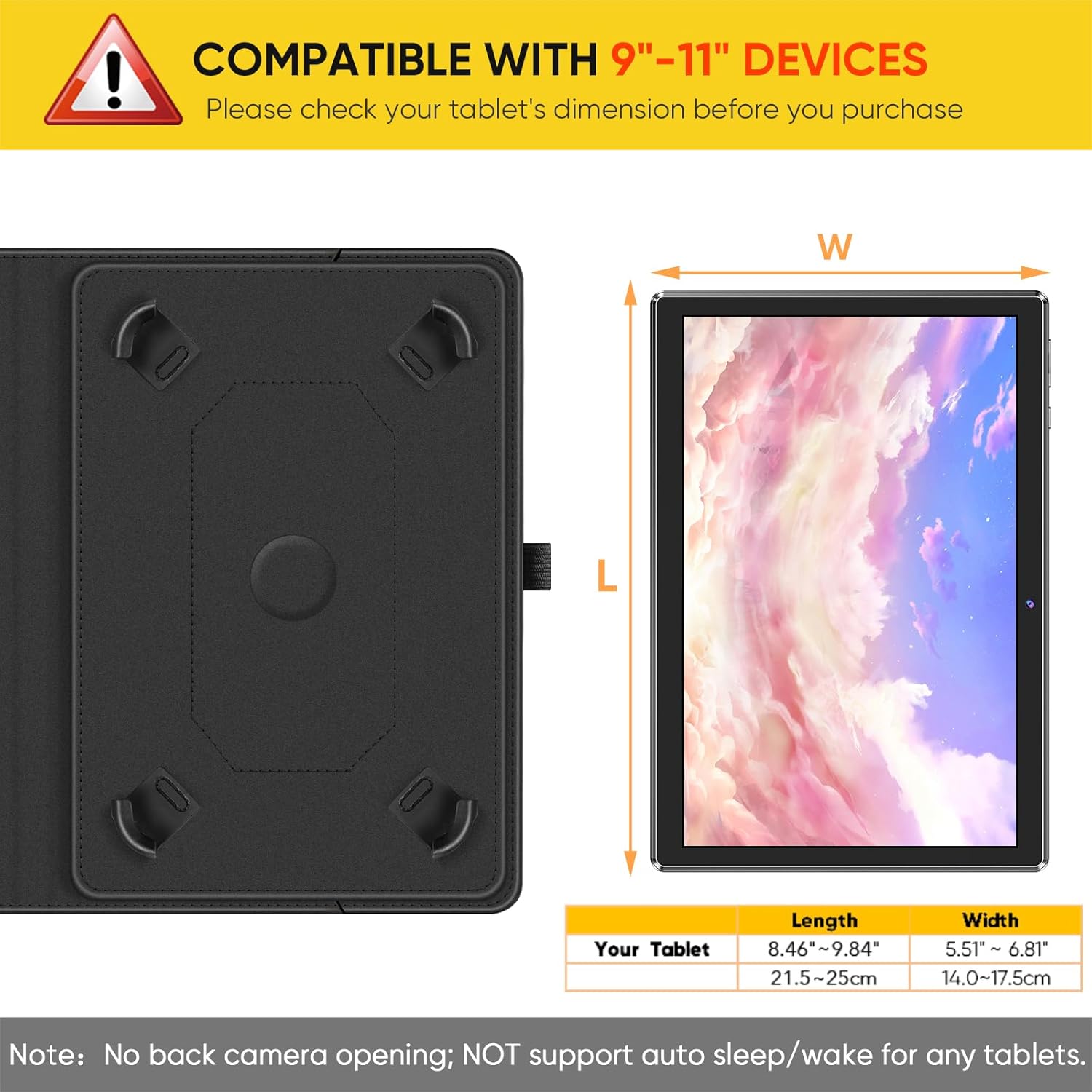 360° Rotating Case for Universal 10/11-inch" Tablets - Premium Leather w/Auto Sleep/Wake & Multi-Angle Stand (Multi Colour) Image