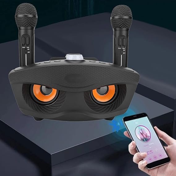 Wireless Bluetooth Speaker with 2-Piece Microphone Set | Portable Karaoke System for Home, Parties, and Events (Black) Image