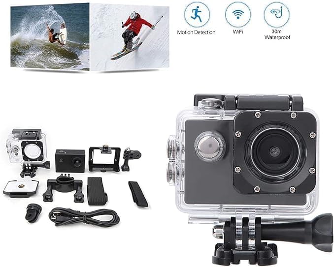 HD 1080P Outdoor WiFi Sports Camera with Waterproof Housing & Accessory Kit – 140° Wide Angle Lens for Adventure Sports Image