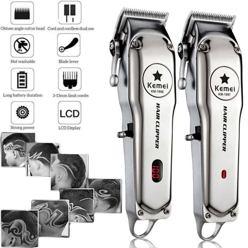 Kemei KM-1996 Professional Cordless Hair Clipper. Rechargeable electric hair cutting machine for home & salon use. Buy clipper. Image