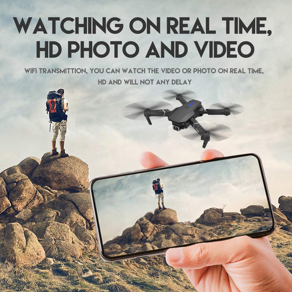 8K Foldable Mini Drone - Dual Camera, WiFi FPV, Gesture Control, Android/iOS Compatible with Carry Case (Black) Image