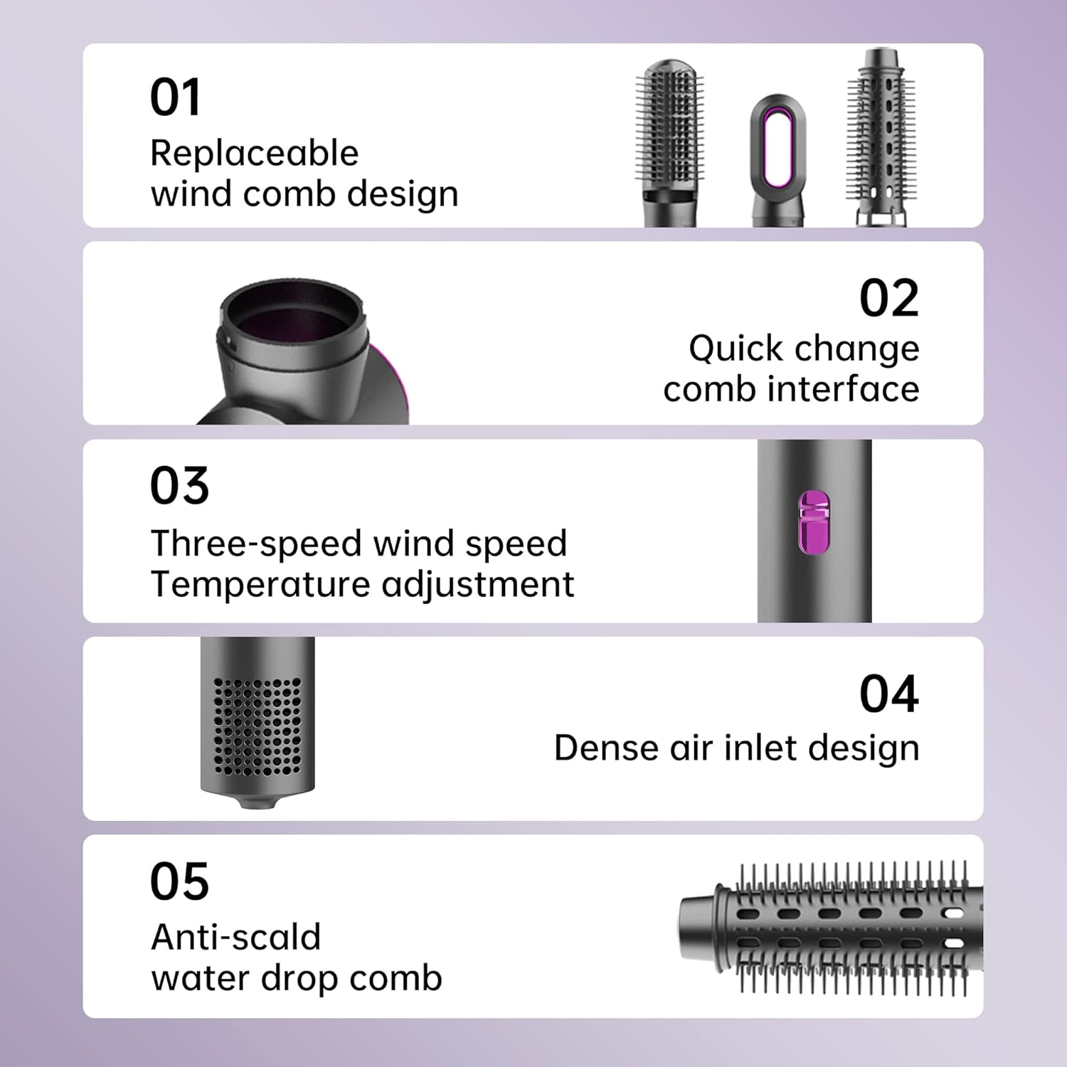 5-in-1 Hot Air Comb – Multi-Functional Hair Styling Tool with Negative Ion Technology for Women Image