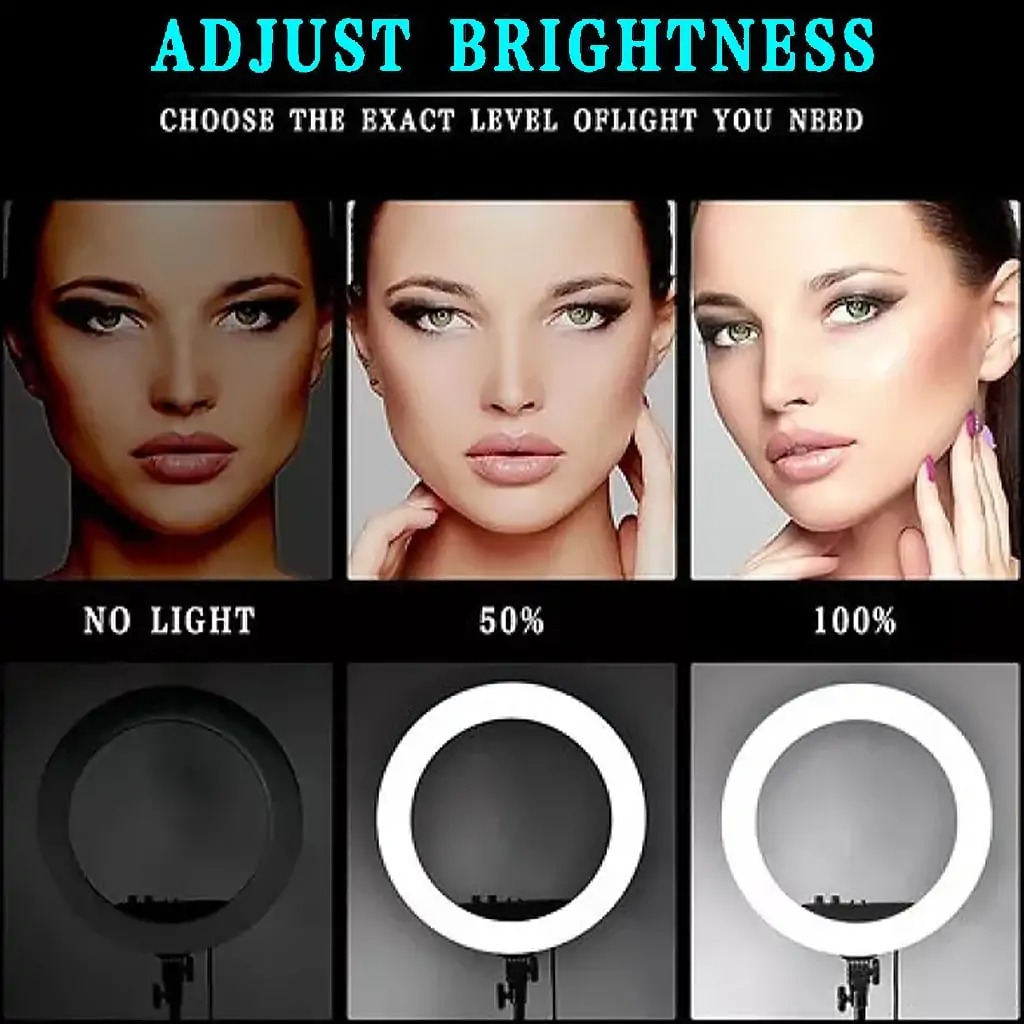 21-Inch Selfie Ring Light with Tripod Stand – Adjustable Photographic Lamp with 3 Mobile Holders Image