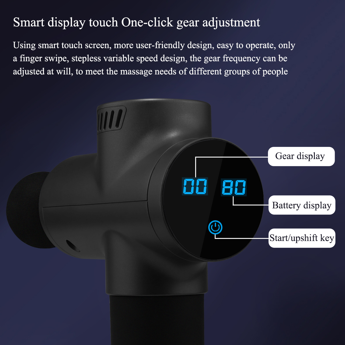 Professional Fascial Massage Gun. 6-speed deep tissue massager with 4 heads for muscle pain relief. Rechargeable & handheld (Multi-Colour) Image