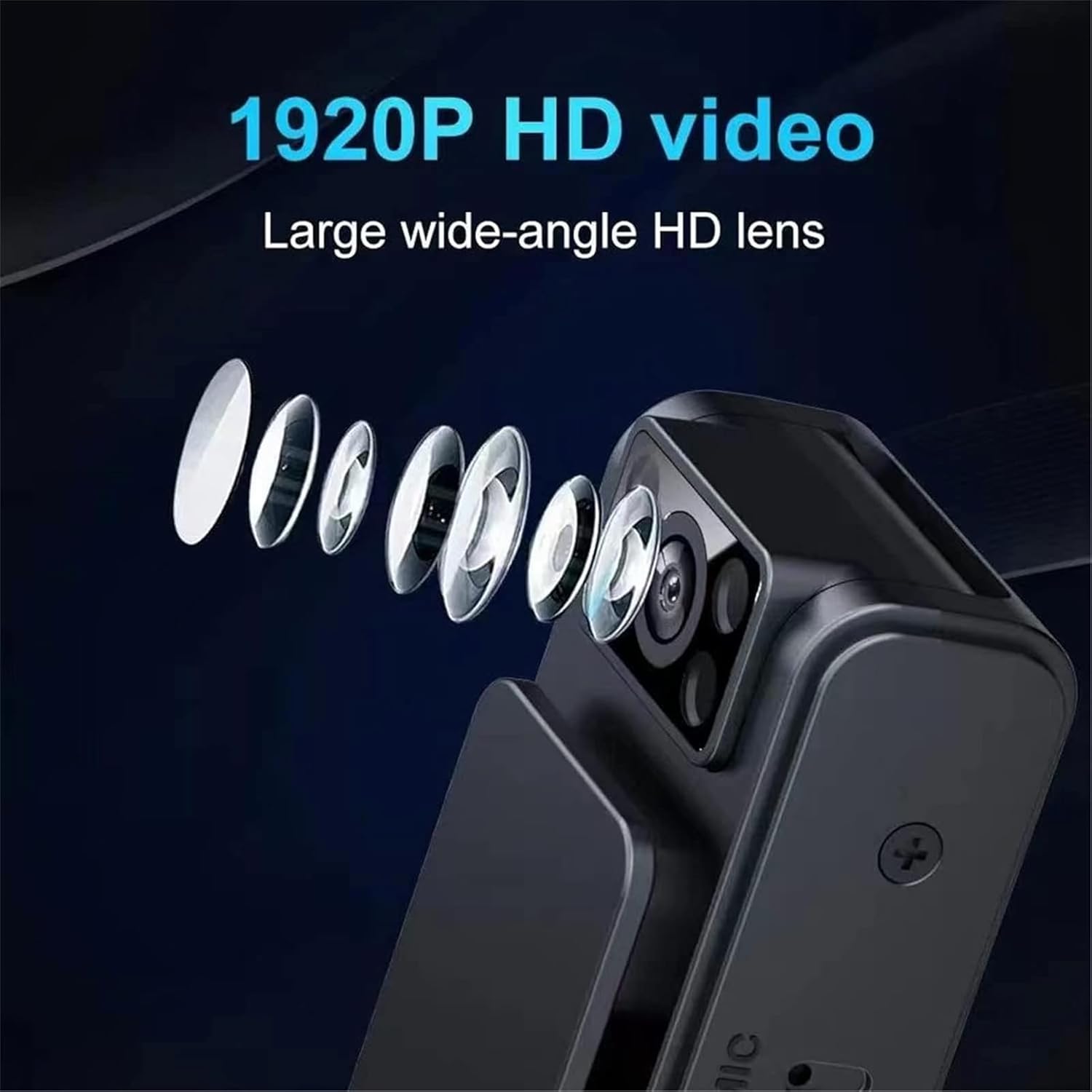 HD 1080p Noise Reduction Body Camera | Portable Body Worn Camera with Night Vision, WiFi, Audio/Video Recording, Back Clip, 180° Adjustable Angle Image