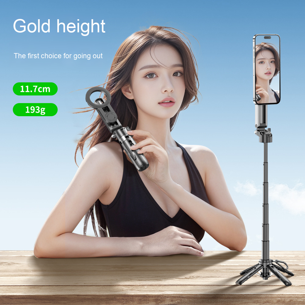 P15mini-C Magnetic Selfie Stick - Bluetooth Remote, 47.5cm Extendable, Multifunctional Camera Assistant for iPhone/Android Image