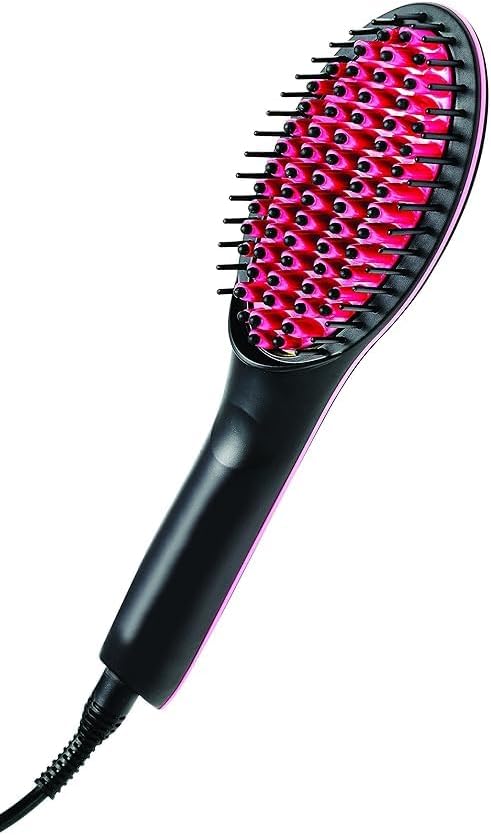 Simply Straight Ceramic Hair Straightening Brush | Black/Pink | Safe, Damage-Free Hair Styling Image