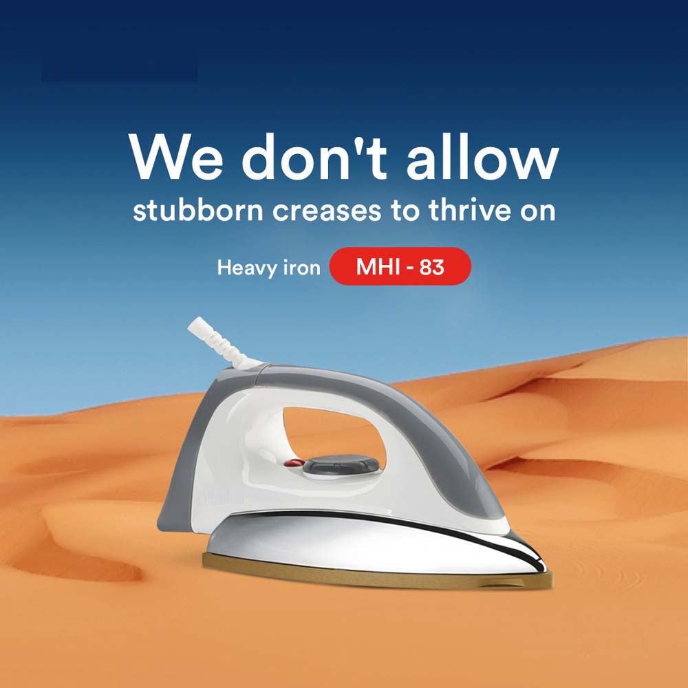 MHI-83 Automatic Dry Iron - 1800W with Ceramic Soleplate, Auto Shut-Off & Vertical Steam Image