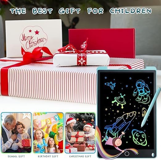 12 Inch LCD Writing Tablet | Magnetic Drawing Pad for Kids | Educational Doodle Board Toy for 2-6+ Year Olds | Blue Image
