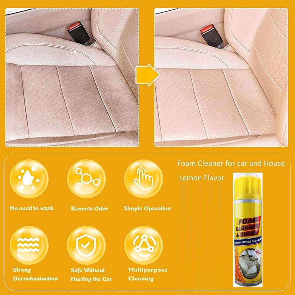 Multi-Purpose Foam Cleaner & Shine - 600g, All-in-One Interior Restorer for Cars & Home, UV Protection, Removes Dirt & Grime Effortlessly Image