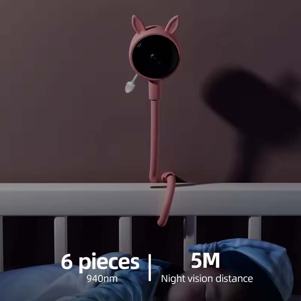 Smart WiFi Baby Monitor - No Glow Night Vision Camera with Bluetooth Remote, 360° Coverage for Child Safety Image