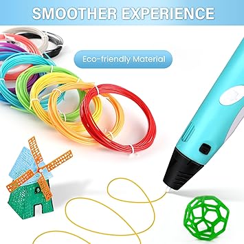 3D Pen Upgrade | Intelligent 3D Printing Pen with LCD Screen, Automatic Feeding | Includes 12 Colors PLA Filament Refills | Creative Gift for Kids Image