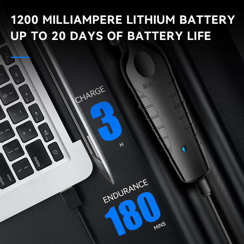 Kemei KM-2299 Professional Cordless Hair Clipper  1200mAh USB rechargeable trimmer for barber-grade haircuts at home or salon. Image