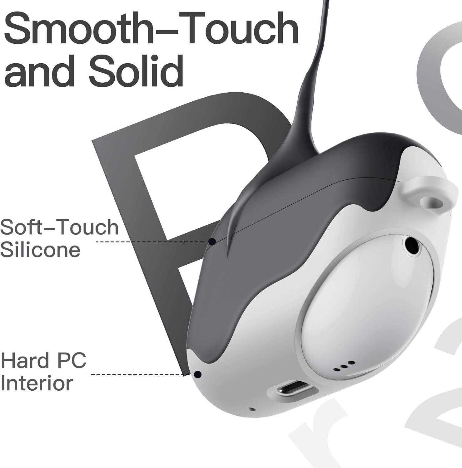 Silicone Case for AirPods Pro 2nd/1st Gen. Shockproof cover with keychain, hard PC interior & visible LED. 2023-2019 models. Image