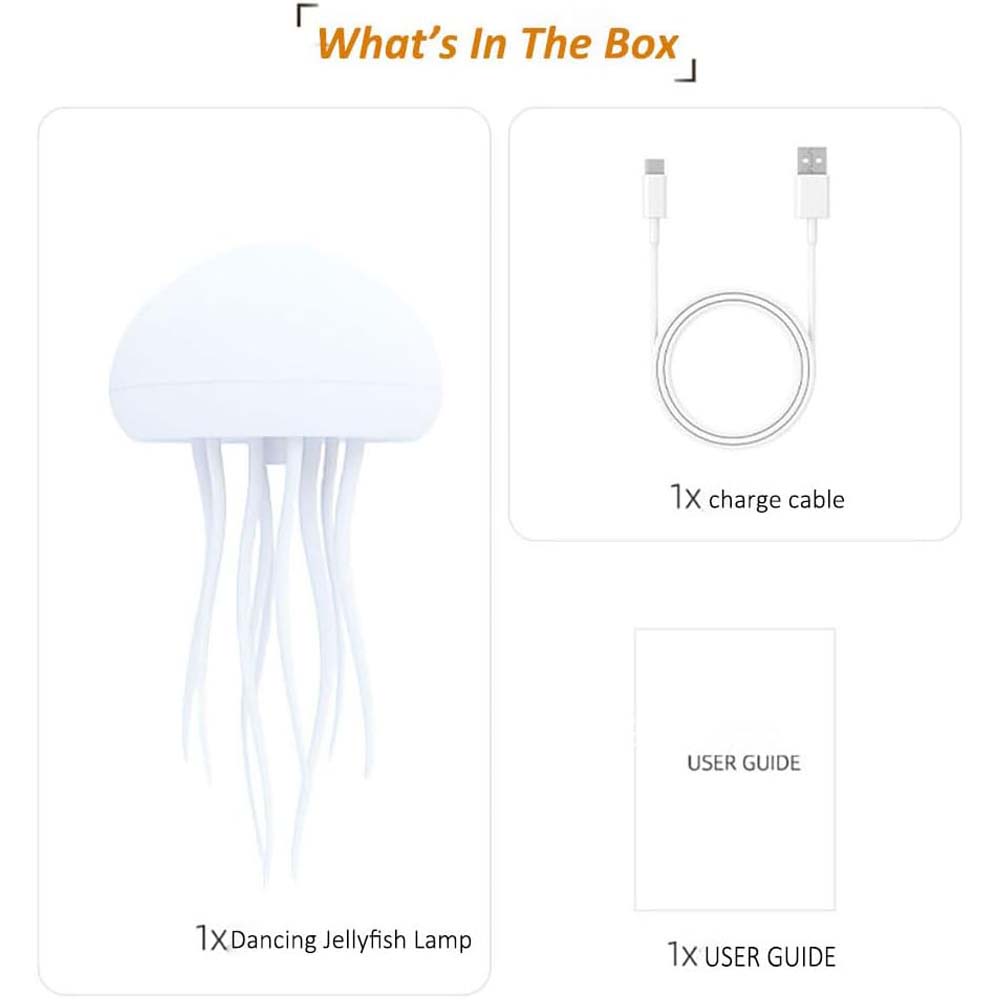 JellyFel Dancing Lamp - RGB Rechargeable Jellyfish Light with Voice Control, Touch Sensor & Gradient Effects (Hanging + Base) Image