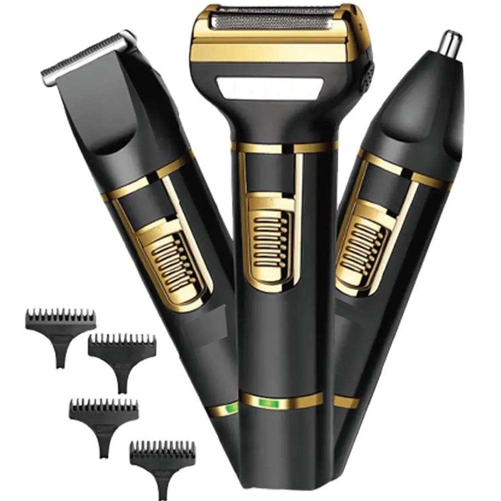 3-in-1 Professional Hair Clippers for Men - Electric Hair Clipper, Nose Trimmer, and Eyebrow Grooming Kit with Durable Stainless Steel Design Image