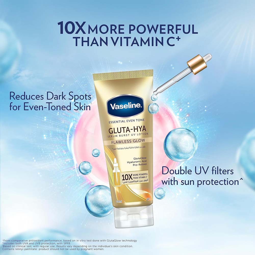 Vaseline Essential Even Tone Body Lotion - Gluta-Hya Serum Burst, 10X More Powerful Than Vitamin C, UV Protection, 200ml Image