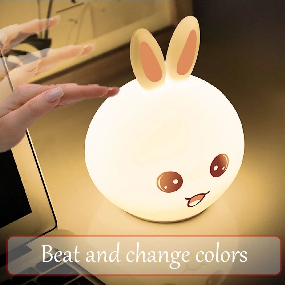 Rabbit Silicone Touch Sensor Night Light | Color Changing Breathing LED Lamp Image