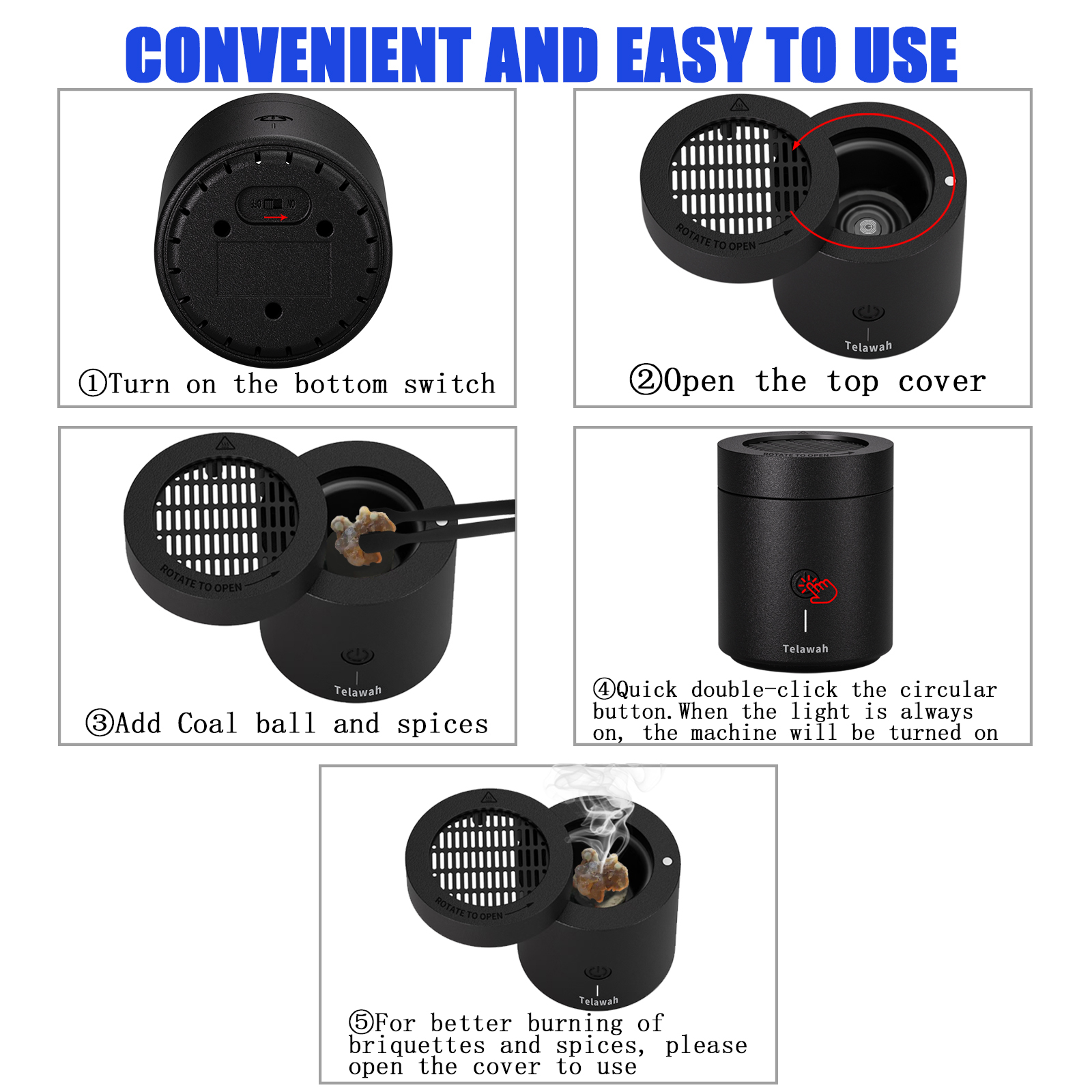 BK108 Charcoal Arabic Bakhoor Burner - Portable Electric Incense Burner for Middle Eastern Bakhoor, Traditional Scent Diffusion Image