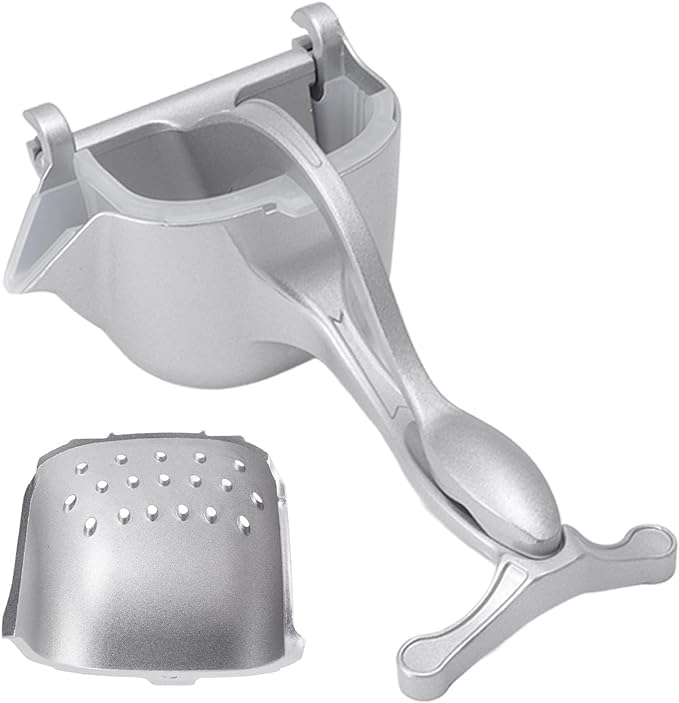 Silver Efficient Non-Lemon Fruit Presser | Manual Aluminum Alloy Squeezer | Easy Wash Design with 2 Funnels for Maximum Juice Extraction Image