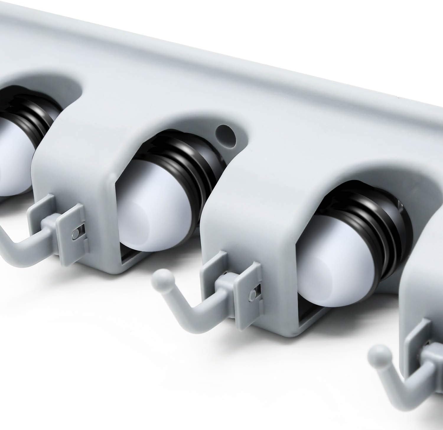 Tool Holder with Wax Handlebar | Wall-Mounted Mop Holder with 6 Hooks & 5 Quick-Release Clamps | Organize Mops, Brooms, and Tools Image