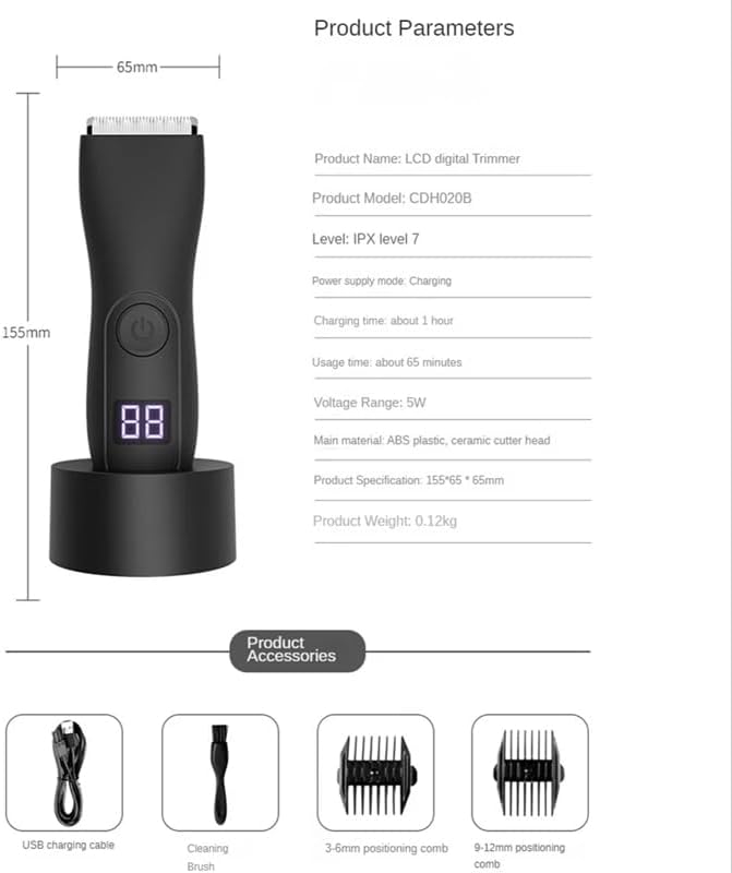 Electric Hair Trimmer and Shaver for Men | Body Groomer for Groin & Ball, Pubic Hair | Replaceable Ceramic Blade Image