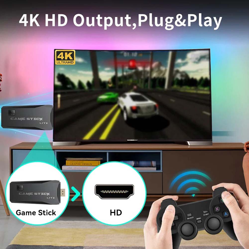 Retro Game Stick Lite - Plug & Play Console with 20,000+ Games, Dual 2.4G Wireless Controllers, 64G Storage (HDMI Ready) Image