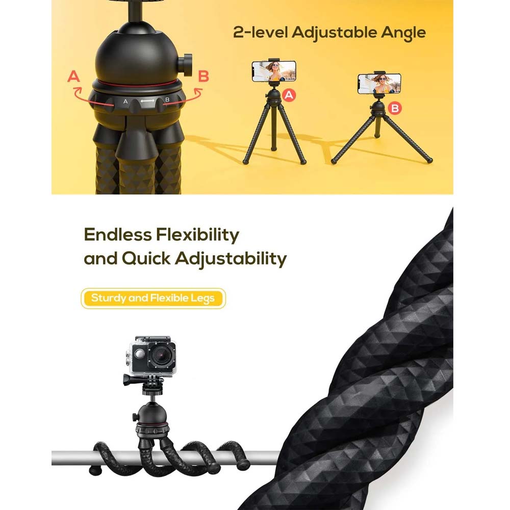 MT-25 Mini Flexible Tripod - Portable Phone & Camera Stand with Bendable Legs for Tabletop, Vlogging & Photography Image