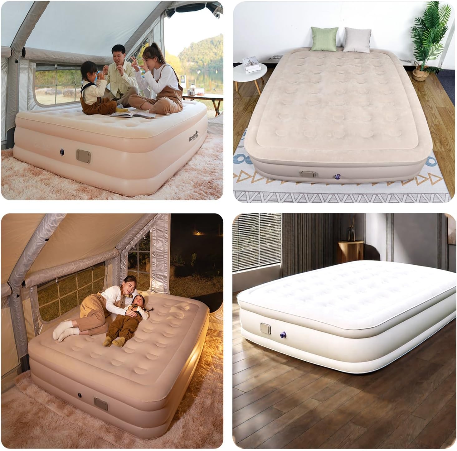 Air Mattress Queen with Built-in Pump - Inflatable Camping & Guest Mattress | Soft Flocked Top Blow-Up Bed | Durable, Foldable, and Comfortable | 80x60x18 Inches | Quick 1-3 Min Inflation Image