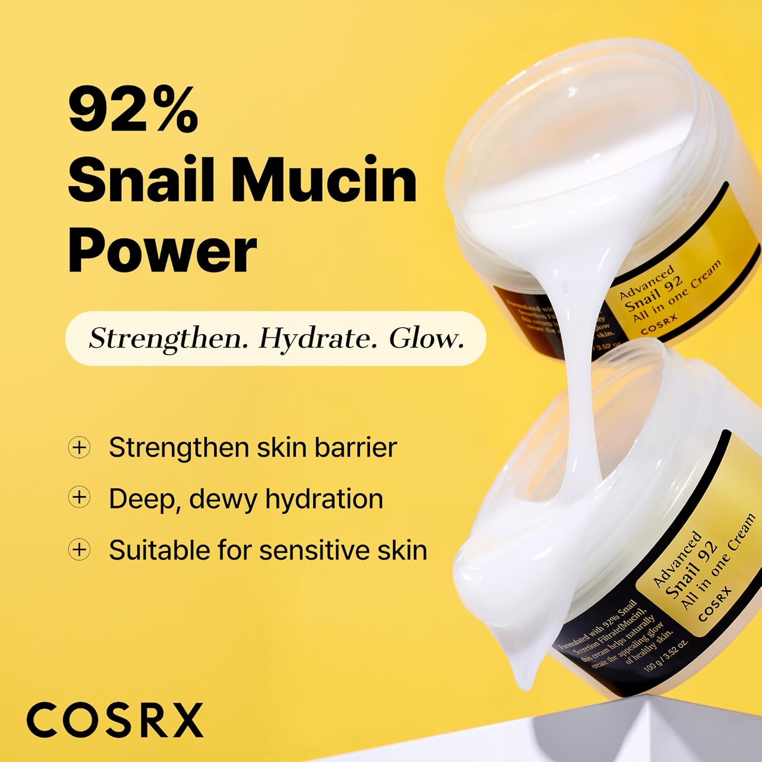 COSRX Advanced Snail 92 All In One Cream - 100g Korean Moisturizer with 92% Snail Mucin for Hydration & Repair Image