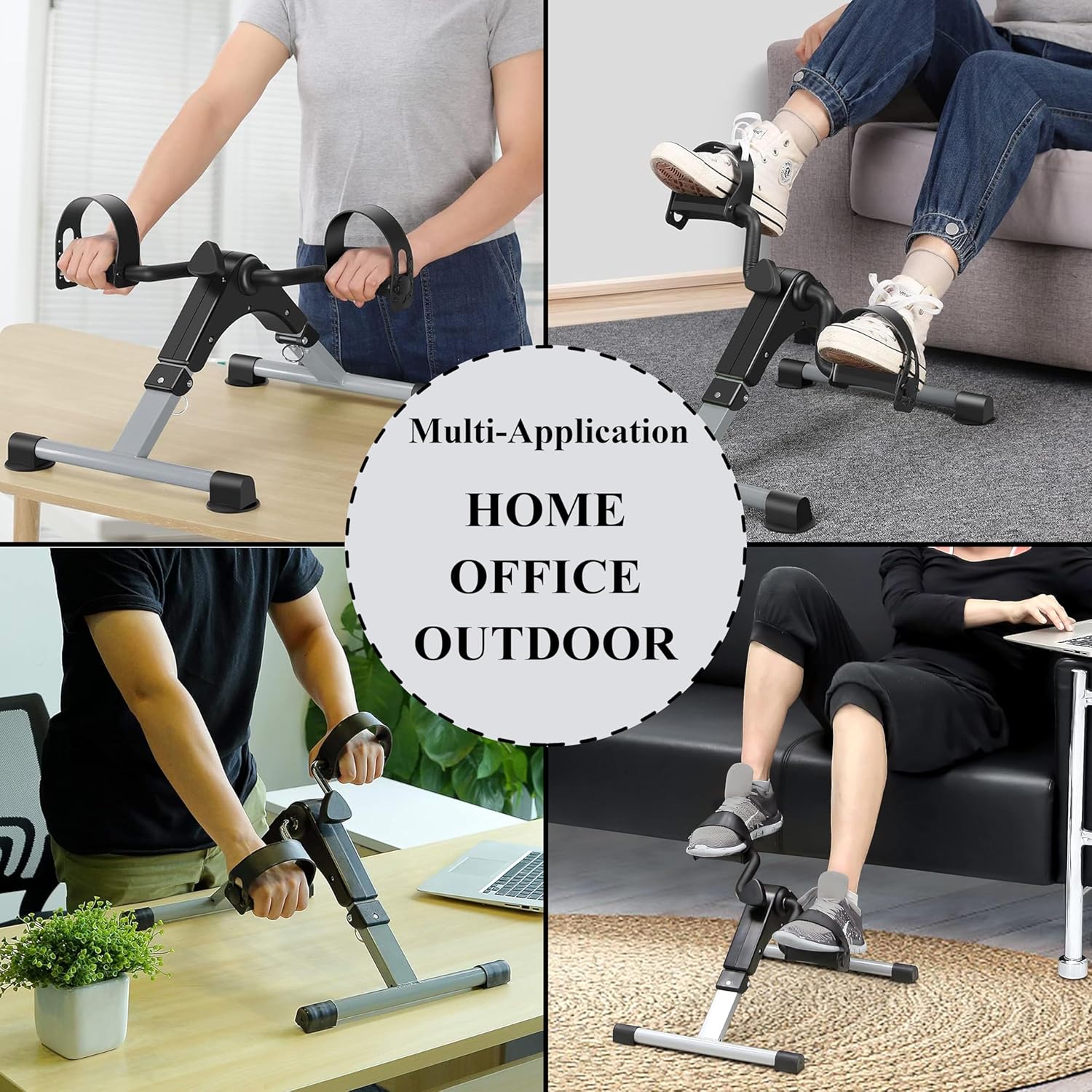 Mini Exercise Bike | Compact Arm and Leg Exerciser with LCD Monitor | Adjustable Resistance & Foldable Pedals Image