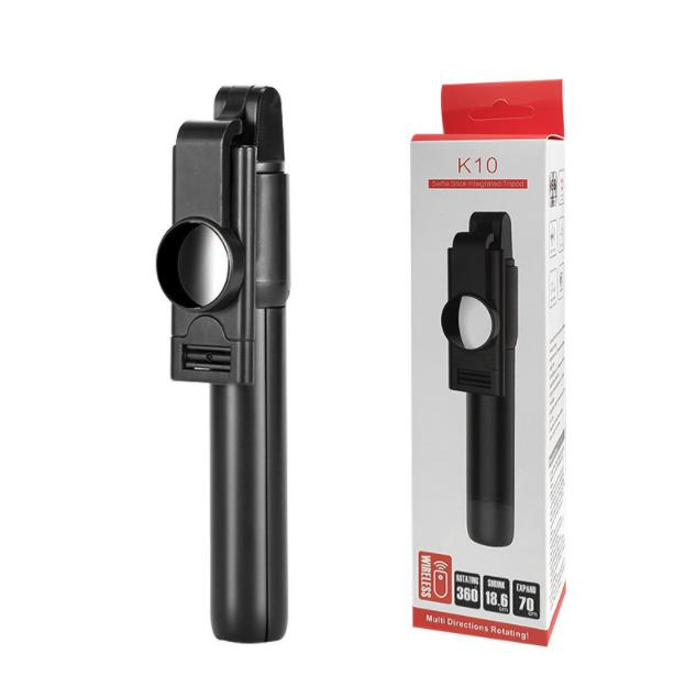 K10 Remote Tripod Mobile Universal Selfie Stick - Multifunctional Bluetooth Selfie Stick & Phone Tripod with Remote Control, Adjustable and Compact, Compatible with iPhone, Android Image