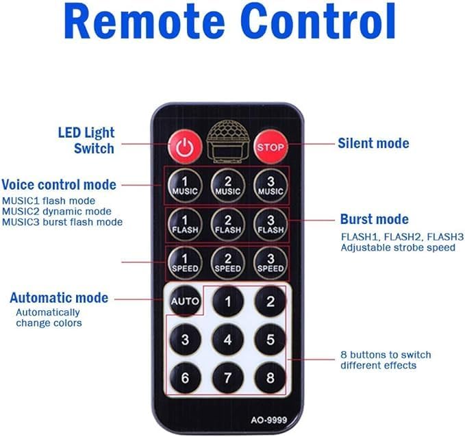 LED Disco Lights Party Lights | Rotating Crystal Magic Ball Lights for the Ultimate Party Atmosphere | Colorful Lighting for Any Occasion Image