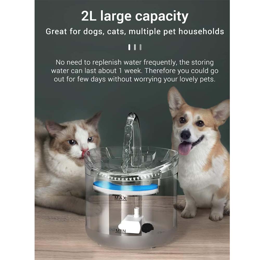 Pet Water Fountain - Automatic Cat & Dog Water Dispenser with Filters, Ultra-Quiet & Transparent Design Image