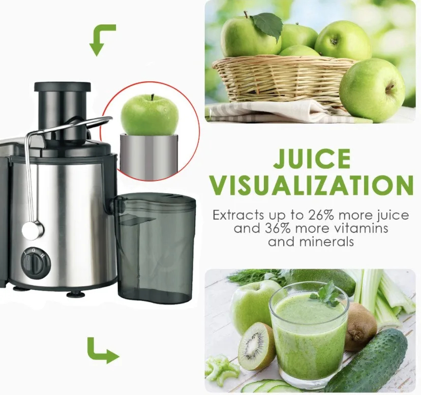 Multifunctional 800W Centrifugal Juicer Machine with Anti-Drip & Anti-Slip Design, 2-Speed Juicer for Fruits & Vegetables – Fast Juice Extraction Image