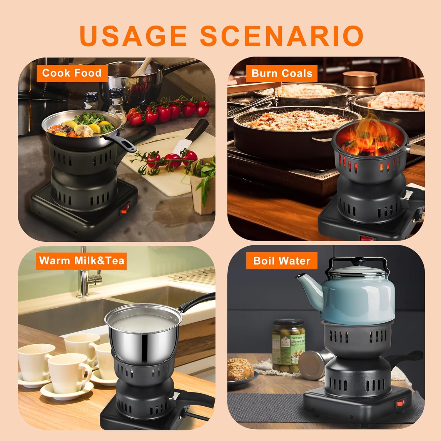 Electric Coal Starter for Hookah, Shisha, Nargila | Versatile Heater Stove & Charcoal Burner for BBQ | Quick & Efficient Heating Image