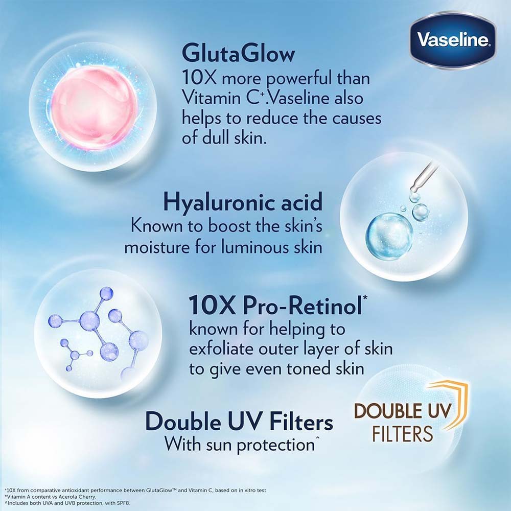 Vaseline Essential Even Tone Body Lotion - Gluta-Hya Serum Burst, 10X More Powerful Than Vitamin C, UV Protection, 200ml Image