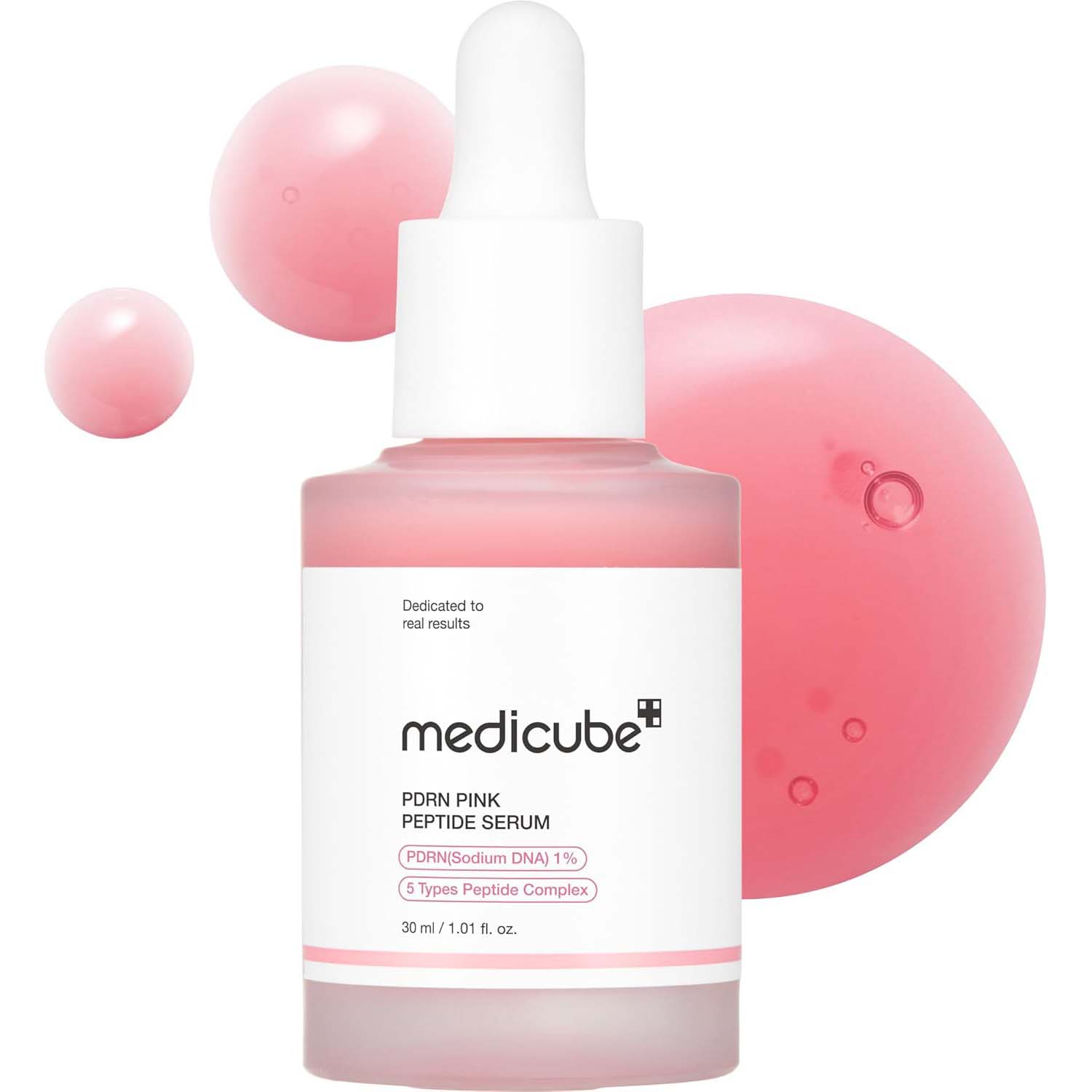 Medicube PDRN Pink Peptide Serum with Niacinamide for firming, hydrating & brightening skin tone. Korean glow serum. Image