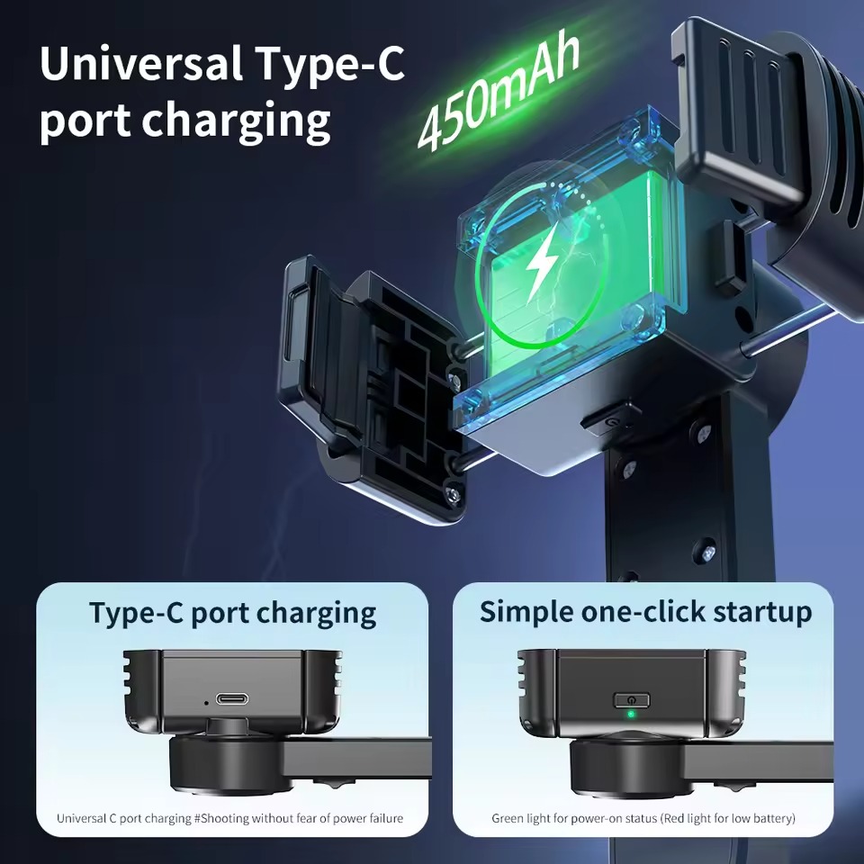 Q-30 Gimbal Stabilizer - 3-Axis AI Handheld Stabilizer with Selfie Stick & Tripod for Smartphones (ABS & Aluminum) Image