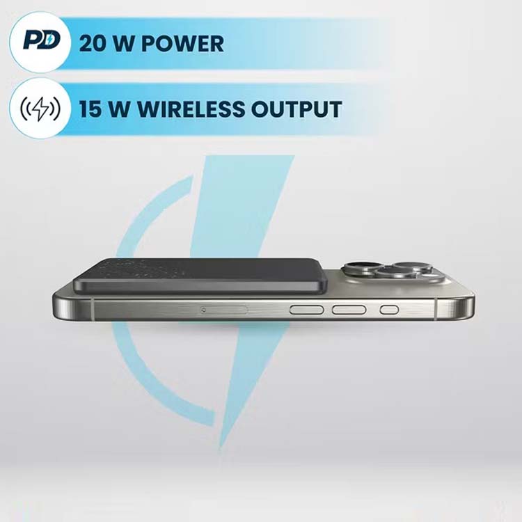 5000mAh MagSafe Power Bank - Ultra-Slim 15W Wireless Charger, Aluminum Body, Fast Charging Compitable for iPhone & Android ( Multi) Image