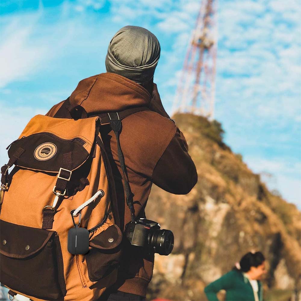 AC05 AirPods Pro Protective Case. Shockproof silicone cover with carabiner clip. Wireless charging compatible & LED visible. Image