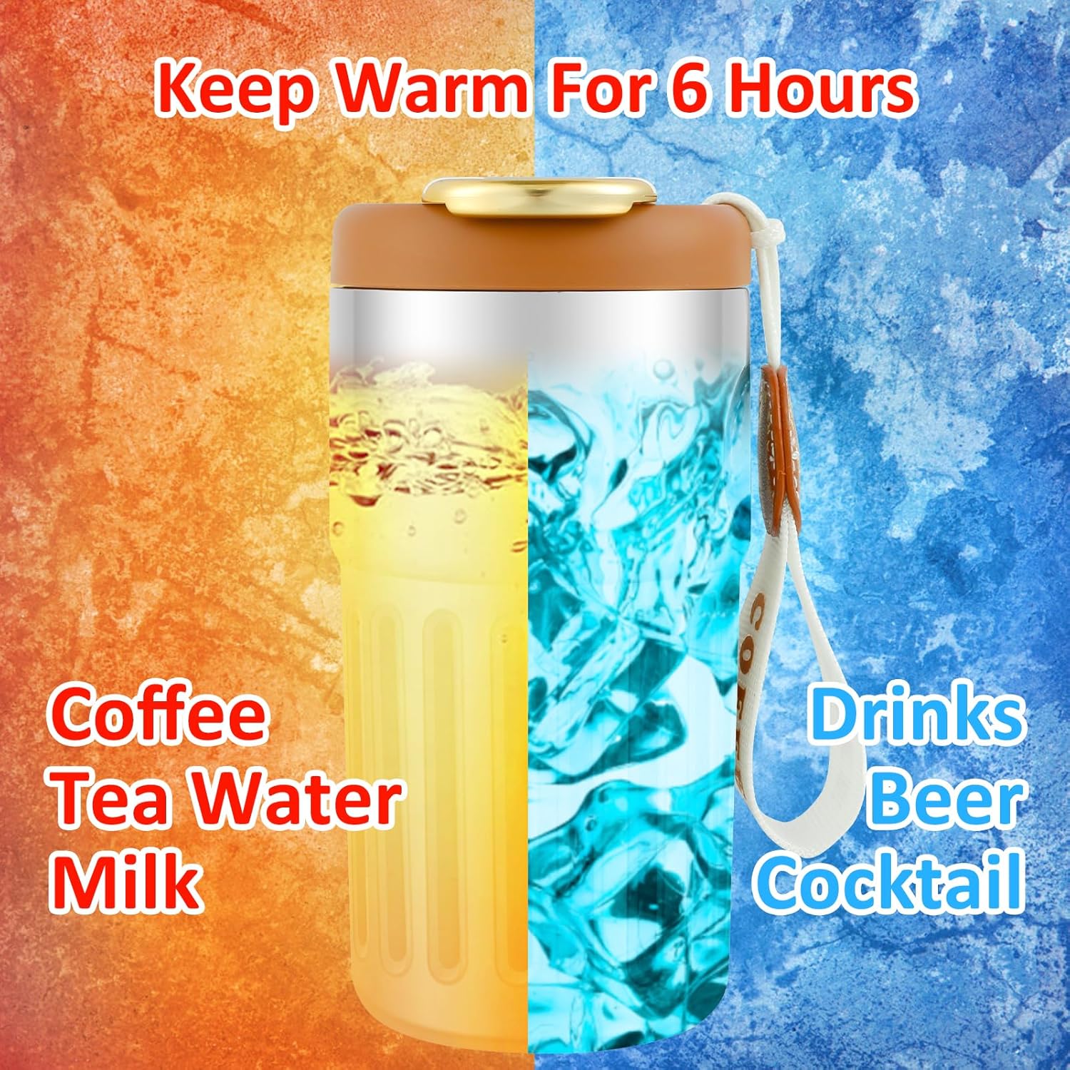 450ml Insulated Travel Coffee Mug with Temperature Display | Double-Walled Stainless Steel Thermos for Hot & Cold Drinks | Portable Leakproof Vacuum Bottle for Office & Travel, Durable Thermal Mug Flask with Smart Lid Display - Keeps Beverages at Optimal Temperature for Hours | Perfect for Coffee, Tea, & More Image