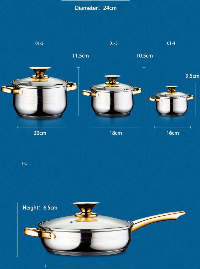 12-Piece Stainless Steel Cookware Set - Induction, Dishwasher Safe, Cool Handle, Saucepan, Stockpot, Kitchen Essential Image