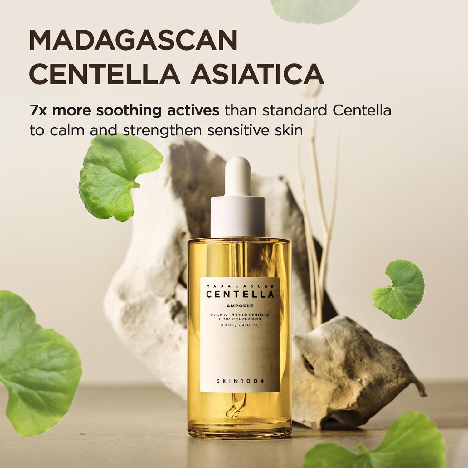 SKIN1004 Madagascar Centella Asiatica 100% Ampoule. Pure extract serum for intensely soothing sensitive & acne-prone skin. Image