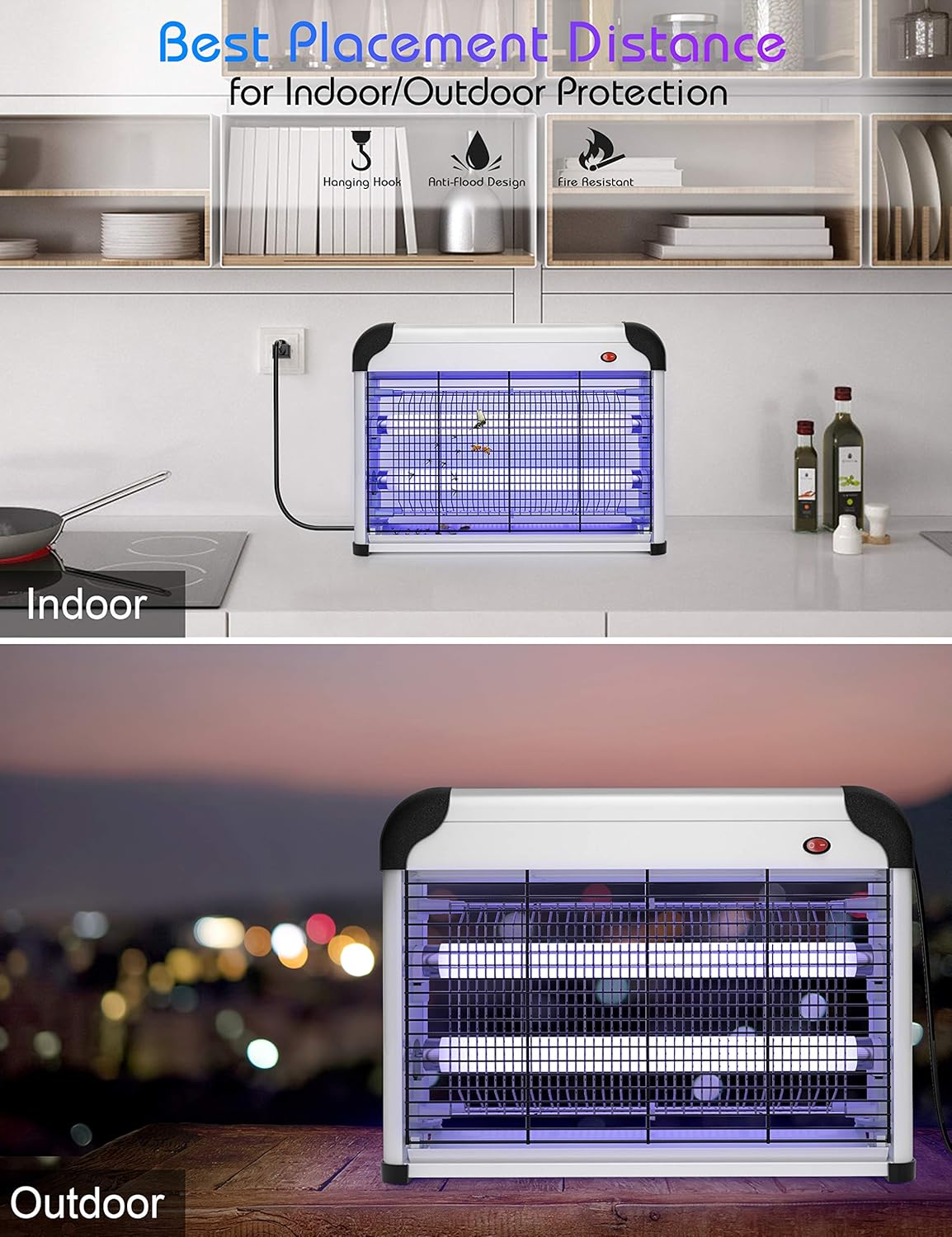 Electric Bug Zapper - 20W UV Mosquito Killer, 2800V Grid, Plug-in Hanging Indoor Insect Trap for Mosquitoes, Flies, Moths Image