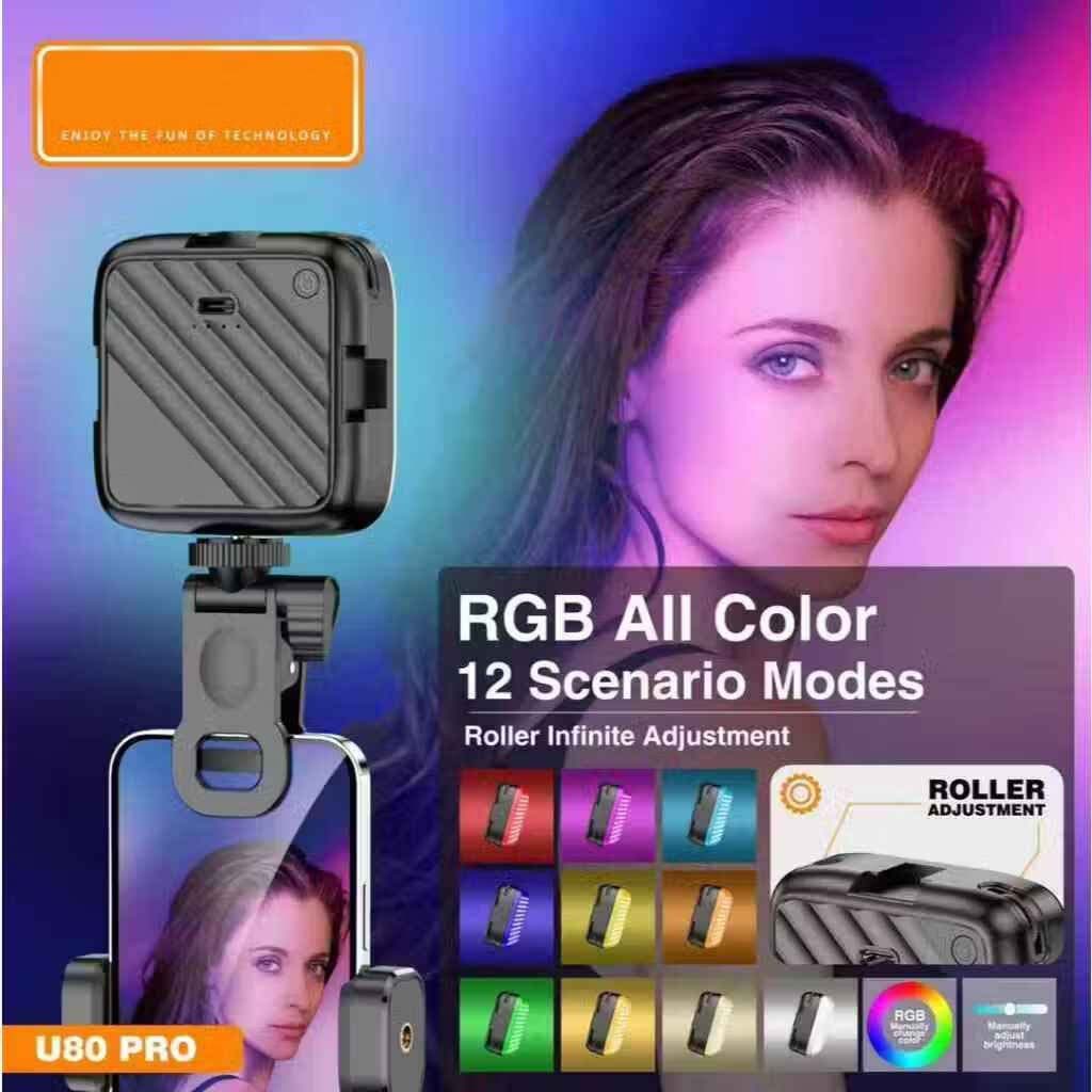 U80 Pro RGB LED Photography Light - 3000K-99000K Color Temp, Magnetic Mount, Rechargeable for Mobile & Camera Videos Image