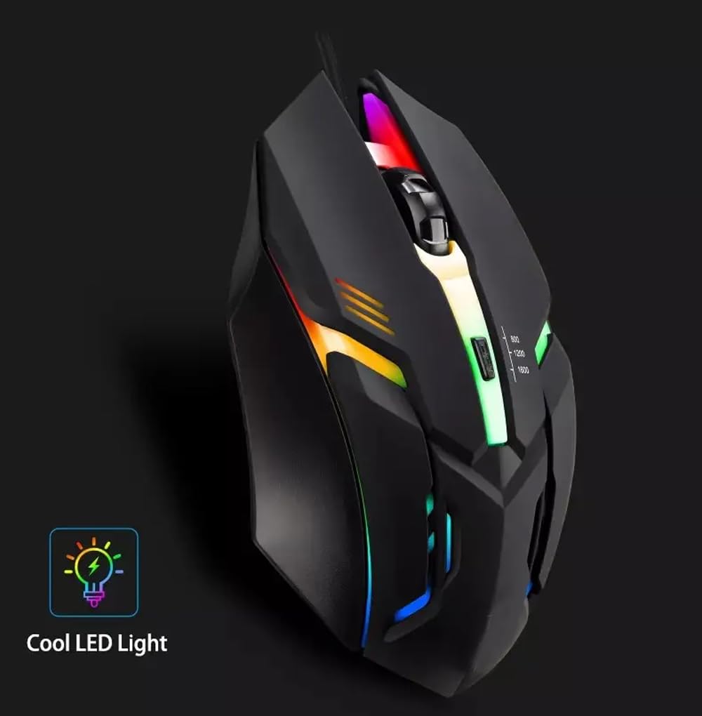 Wired Gaming Mouse with RGB Lights - Adjustable DPI & Ergonomic Design | Braided Cable, Metal Bottom & 4 Programmable Buttons | High-Precision Optical Mouse for Laptop & Computer Gaming | Durable 125cm USB Cable for Seamless Connection | Ideal for Gamers & Professionals | Sleek, Lightweight Gaming Mouse for Enhanced Control & Comfort Image