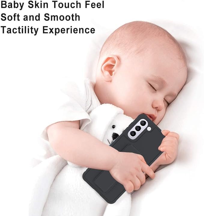 Slim Protective Case for Samsung Galaxy S21 to S24 Plus 5G (6.7 Inches) | Leather Hand Strap Holder & Kickstand | Black Image