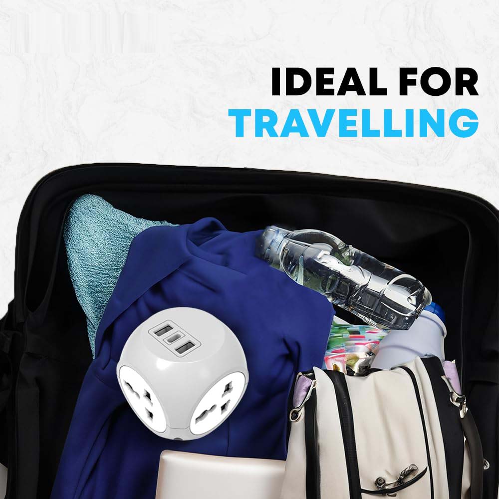 7-in-1 Multi Plug Extension Adapter - 4 Way Cordless Wall Extender with PD Fast Charging, Universal AC Outlets for Home/Office/Travel 100-250V Image