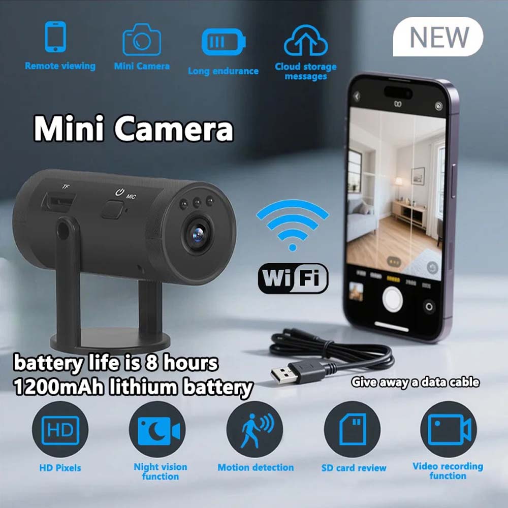 1080p Mini Camera with WiFi. Portable mobile detection camcorder for smart home surveillance & remote monitoring. Hidden design. Image